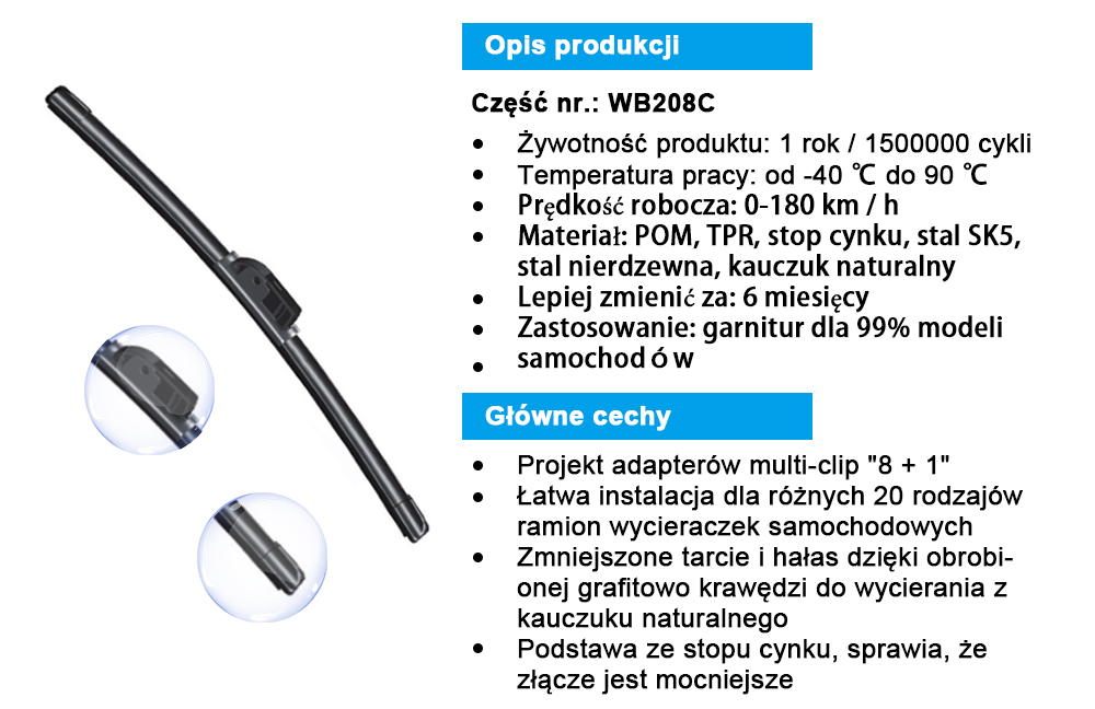 WYCIERACZKA PŁASKA AERO MULTIFLEX/  8 ADAPTERÓW 22"