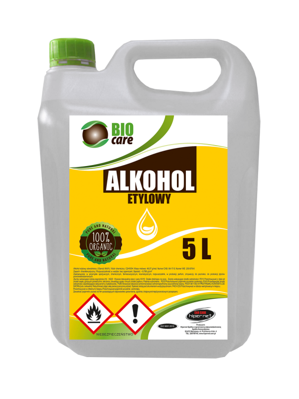 ALKOHOL ETYLOWY SPIRYTUS ETANOL do dezynfekcji odtłuszczania SKAŻONY 99% 5L