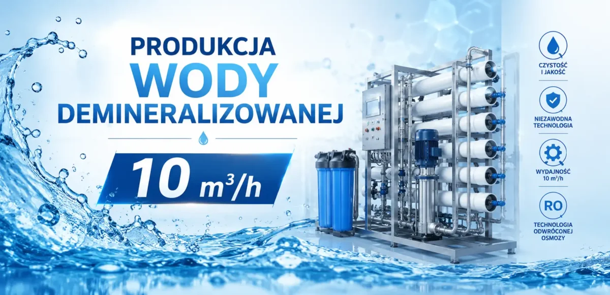 Instalacja do produkcji wody demineralizowanej Hipernet o wydajności 10 m³/h.